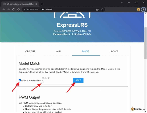 Expresslrs Model Match Webpage Configure Receiver Enable Id Save