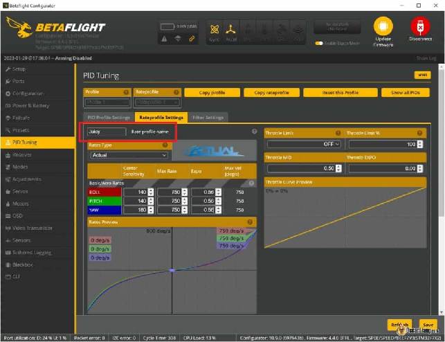 Betaflight 4.4 Configurator 10.9.0 Pid Rate Profile Name
