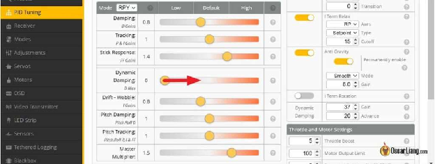 Betaflight 4.3 Dynamic Damping Slider Move Up