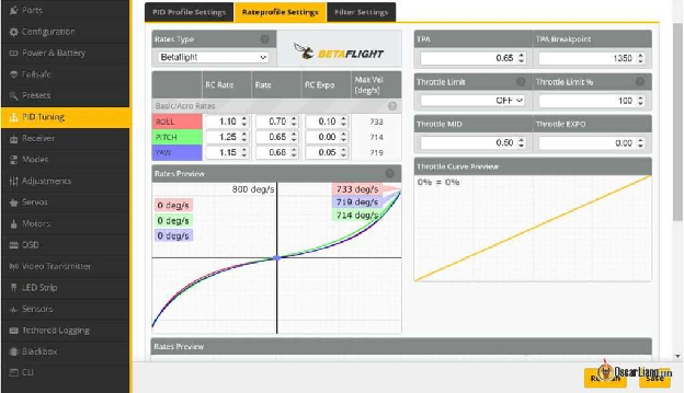 Betaflight 4.3 Rates Expo Example