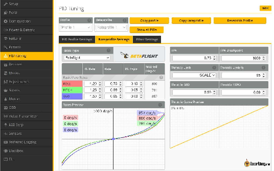 Betaflight Rc Rate Super Rate Expo Pid