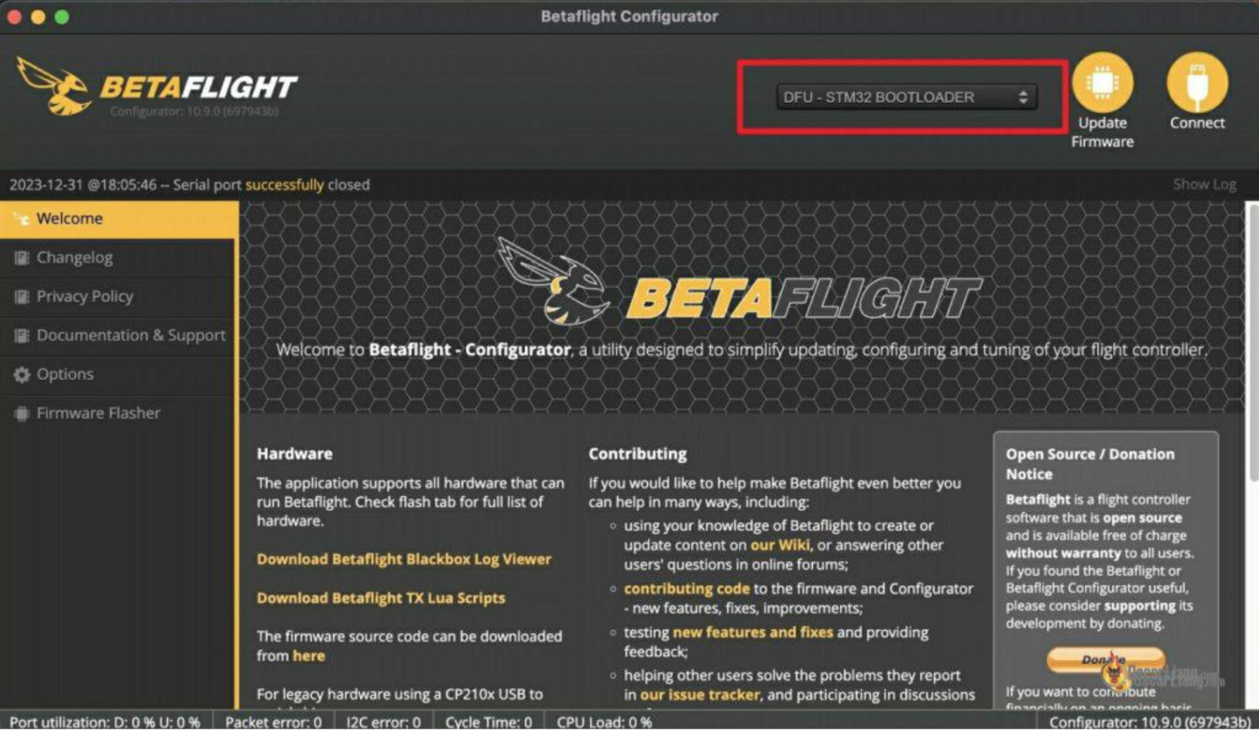 Backup flight controller using STM32CubeProgrammer – 