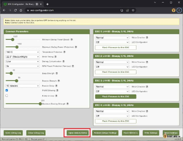 Bluejay Esc Configurator Open Melody Editor