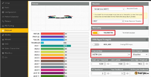Betaflight Configurator Receiver 10.8