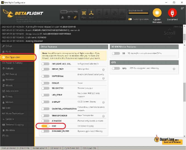 Enable betaflight osd in configurator