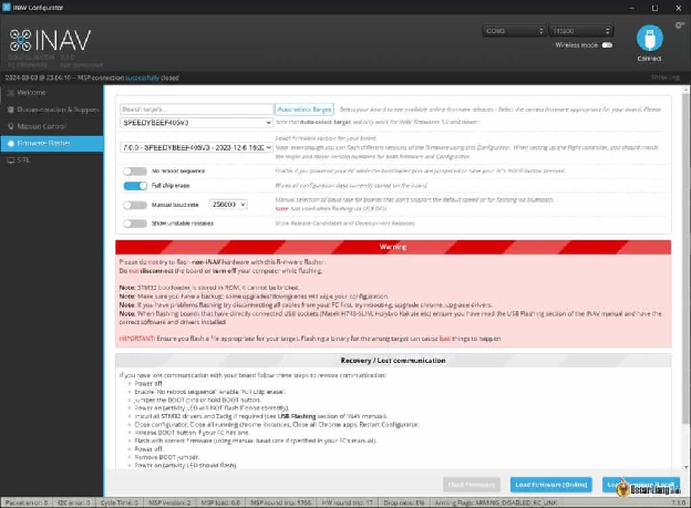 Inav Configurator Setup Fpv Drone Flash Fc Firmware