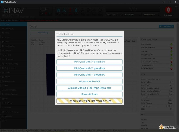 Inav Configurator Setup Fpv Drone Default Values